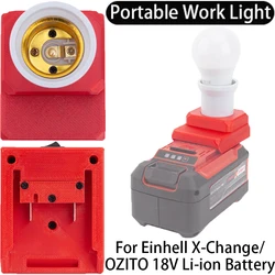 LED Work Light E27 Bulbs For Einhell/X-Change/ OZITO 18V Battery Powered Portable Cordless Indoor And Outdoors Emergency Lamp