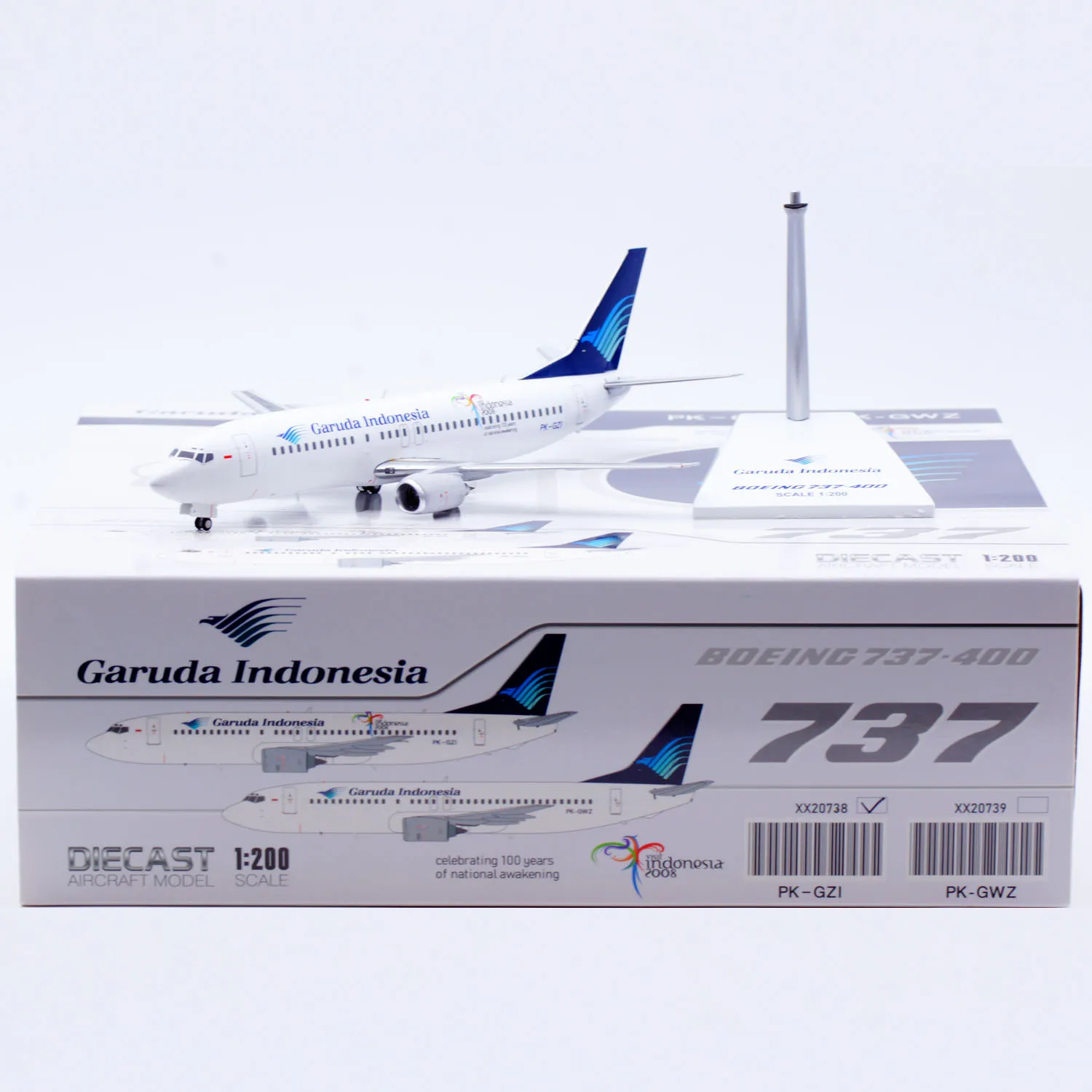 

XX20738 Alloy Collectible Plane Gift JC Wings 1:200 Garuda Indonesia Boeing B737-400 Diecast Aircraft Jet Model PK-GZI