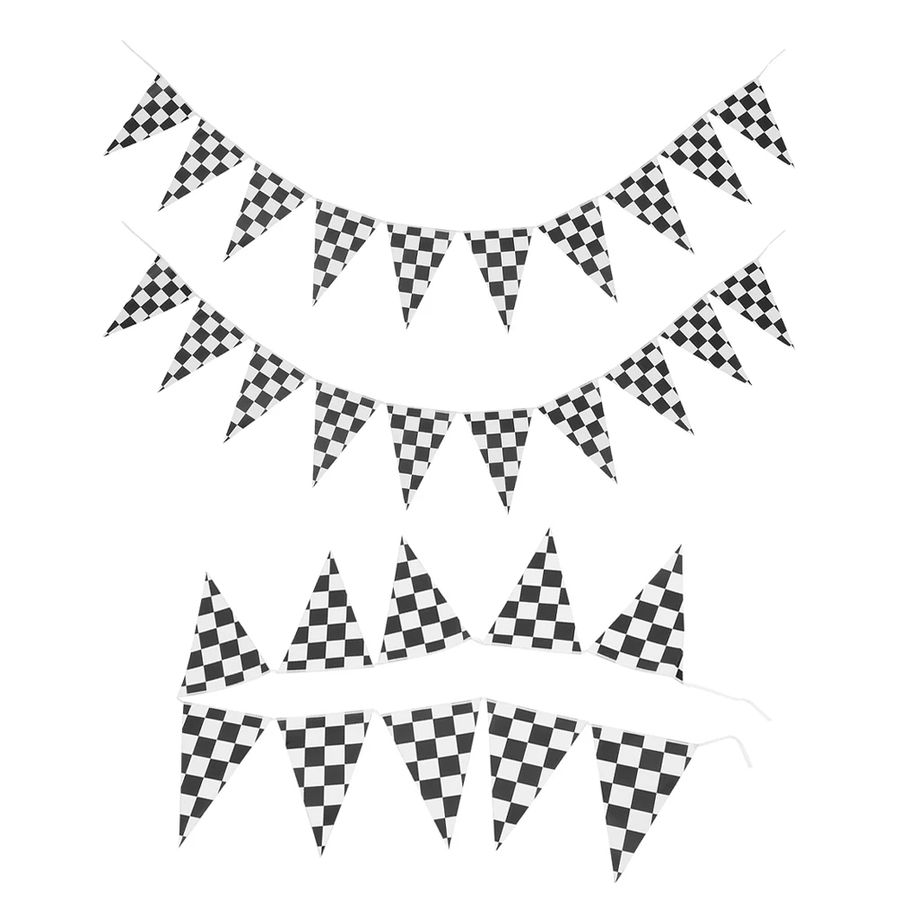 

3Pcs Black and White Checkered Flags Pennant Racing Banner Theme Party Decor Race Car Birthday Bbq Bar Hanging Supplies