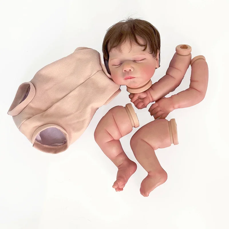 Kit de poupée nouveau-né 19 pouces, bébé Quinlyn, réaliste, doux au toucher, déjà peint, poupée inachevée avec racine de main et cheveux