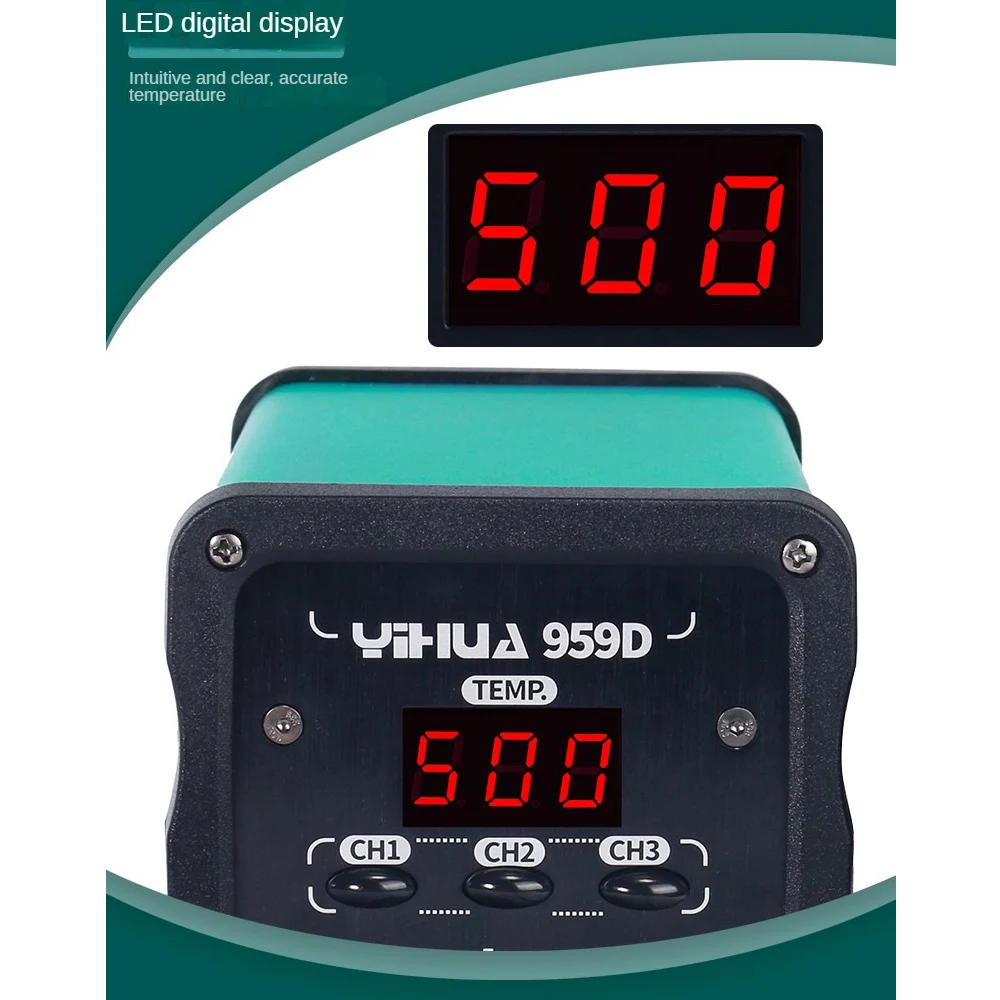 YIHUA 959D 220V LED Digital Display Hot Air Station SMD Soldering Station Constant Temperature Heat Gun Rework Station Solder