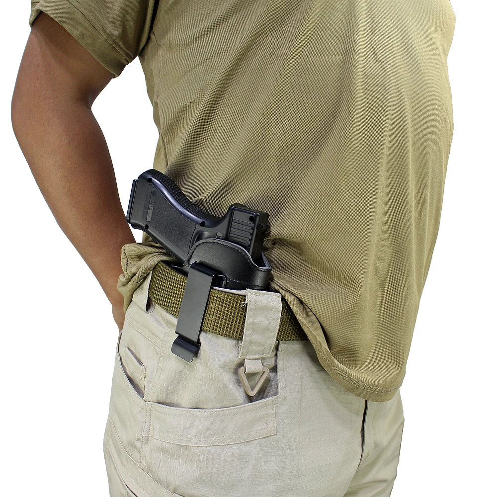 Tactical Leather Holster Right Hand Gun Pistol Handguns Holster Waist Belt Holder Concealed Carry for Glock 17/19/20/21/22/23/25