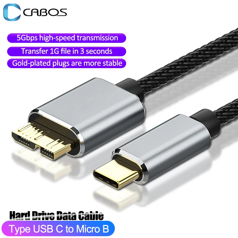 USB Type C to Micro B 3.0 Cable 5Gbps 5A Quick Charging Data Cord for MacBook Hard Drive Disk Type C to Micro B Connector Cable