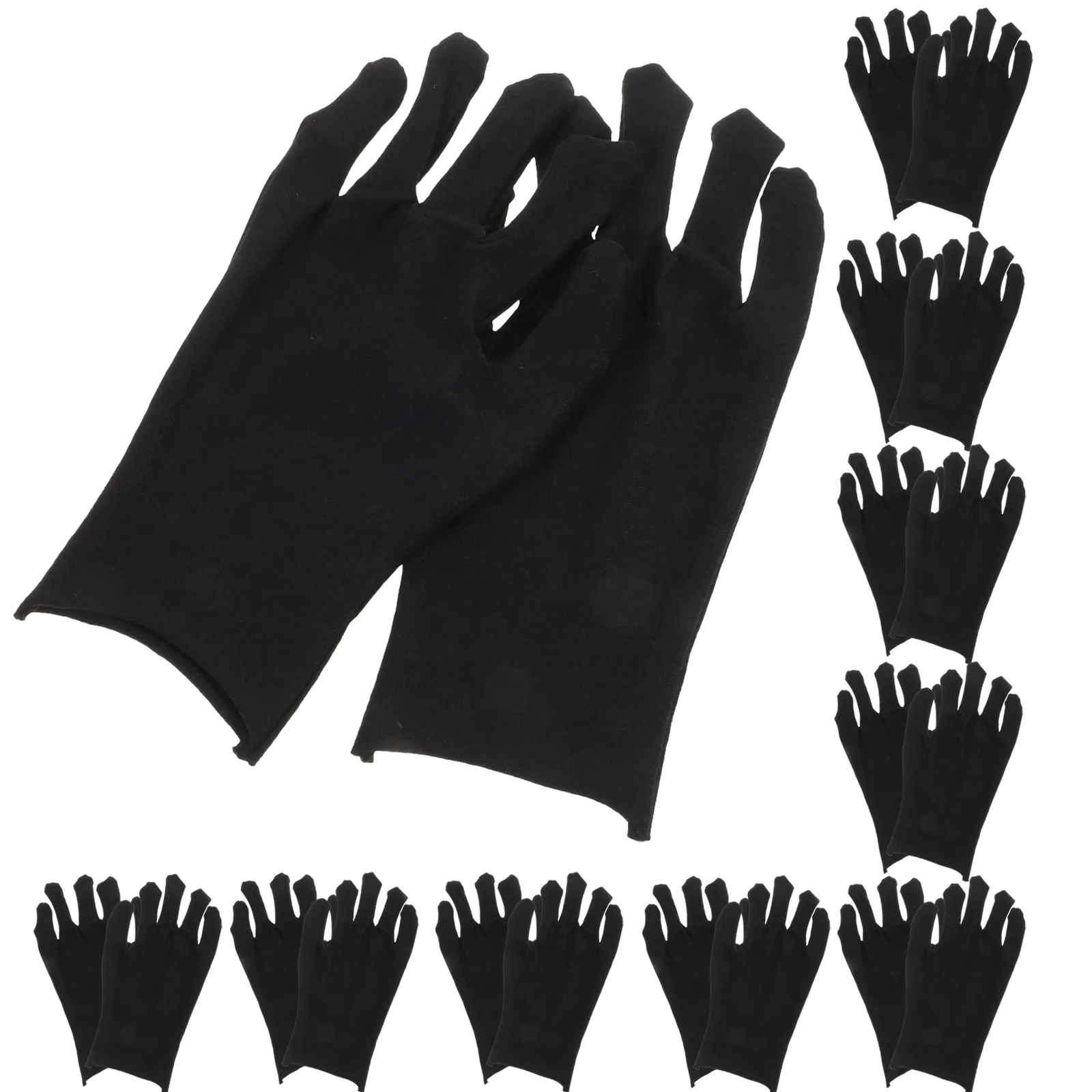 

12Pairs Thickened Cotton Gloves Labour Protection Comfortable Working Gloves Hand Safety Breathable Anti-Skid Black Large Size