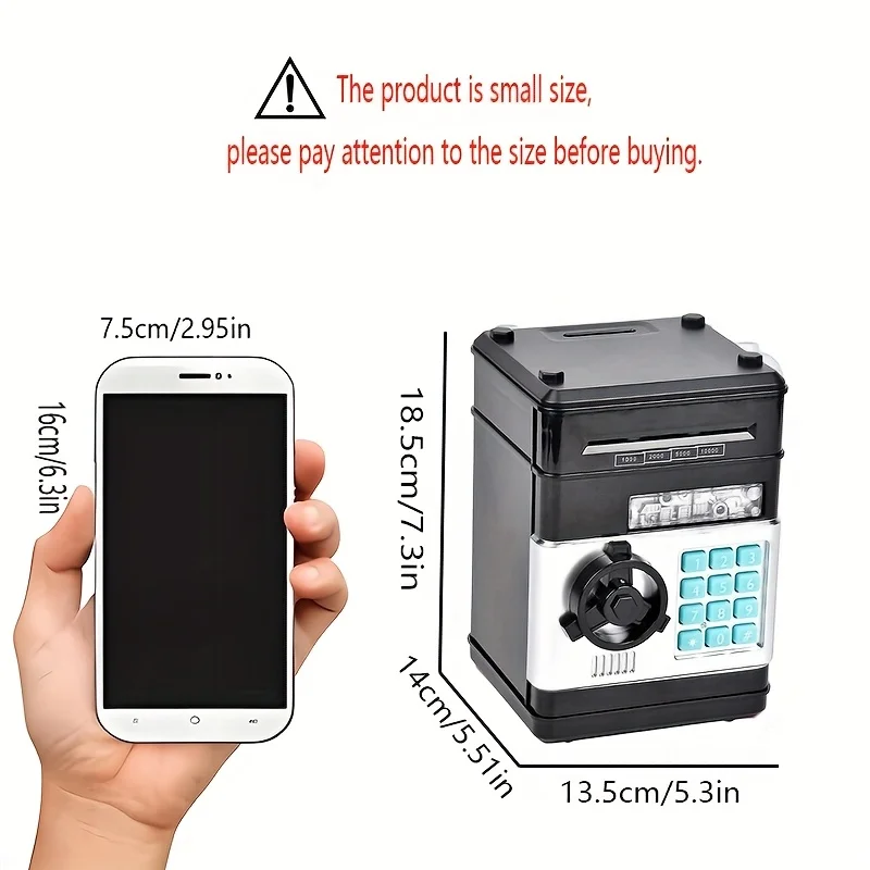 Caixa eletrônica de poupança de moedas, senha protegida, caixa de poupança ATM, caixa de poupança de rolo de papel para crianças