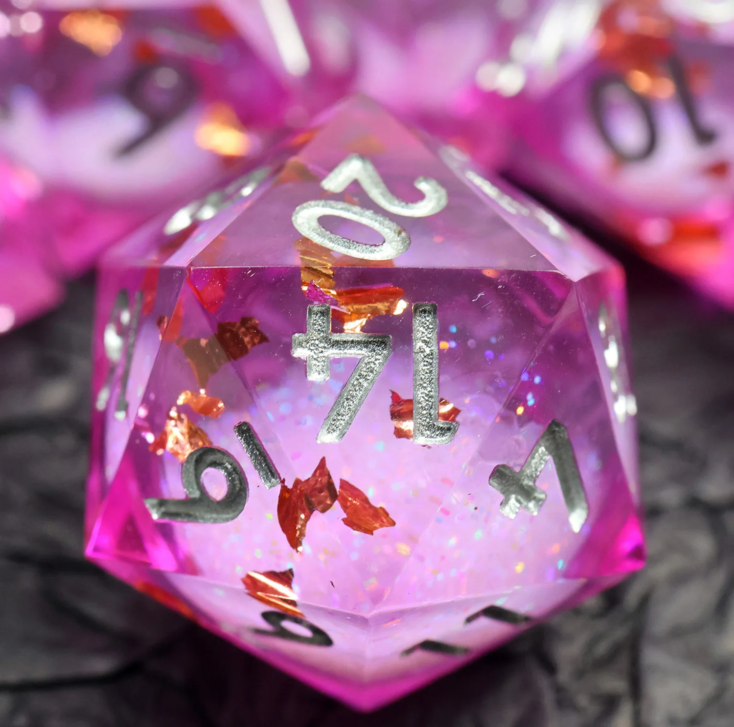 

Dynamic Flowing Liquid Core DND Dice Clear Pink Resin Polyhedral Dice Set for Pathfinder Tabletop Role Playing Games-Liquid12