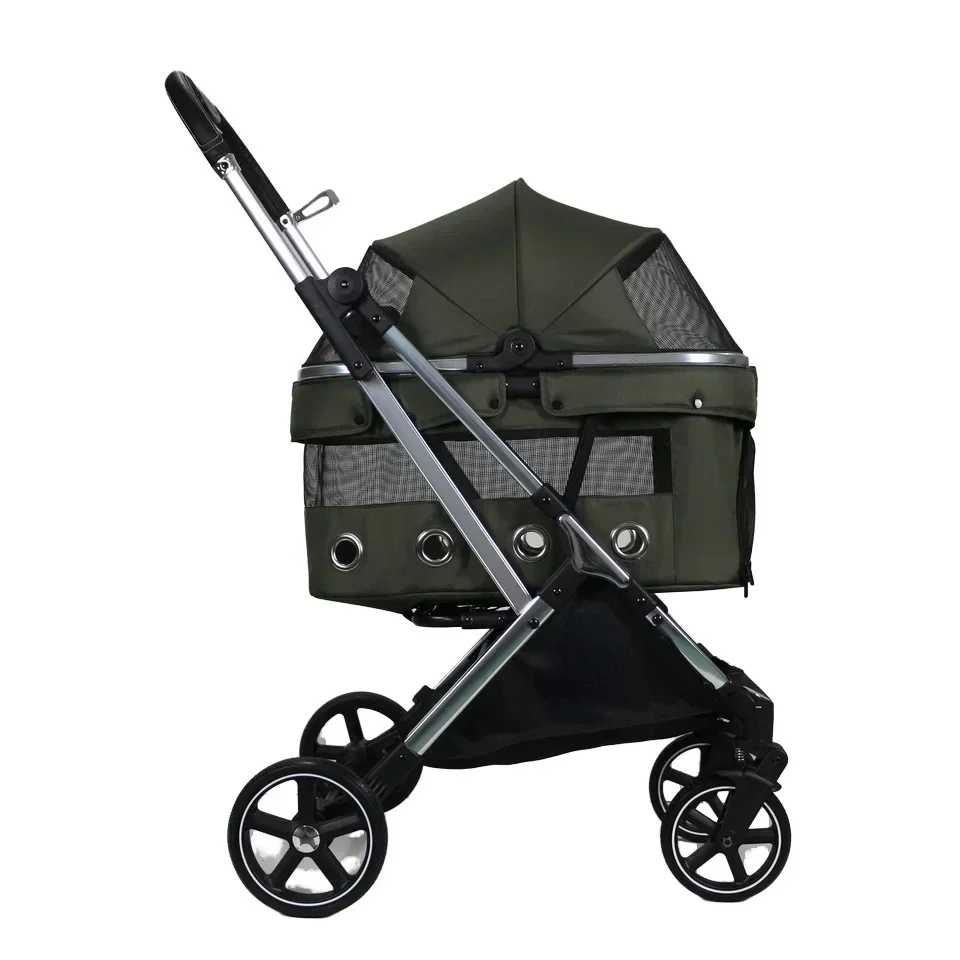 Lightweight pet push Oxford Material Folding Pet Stroller Trailer with 4 Wheels