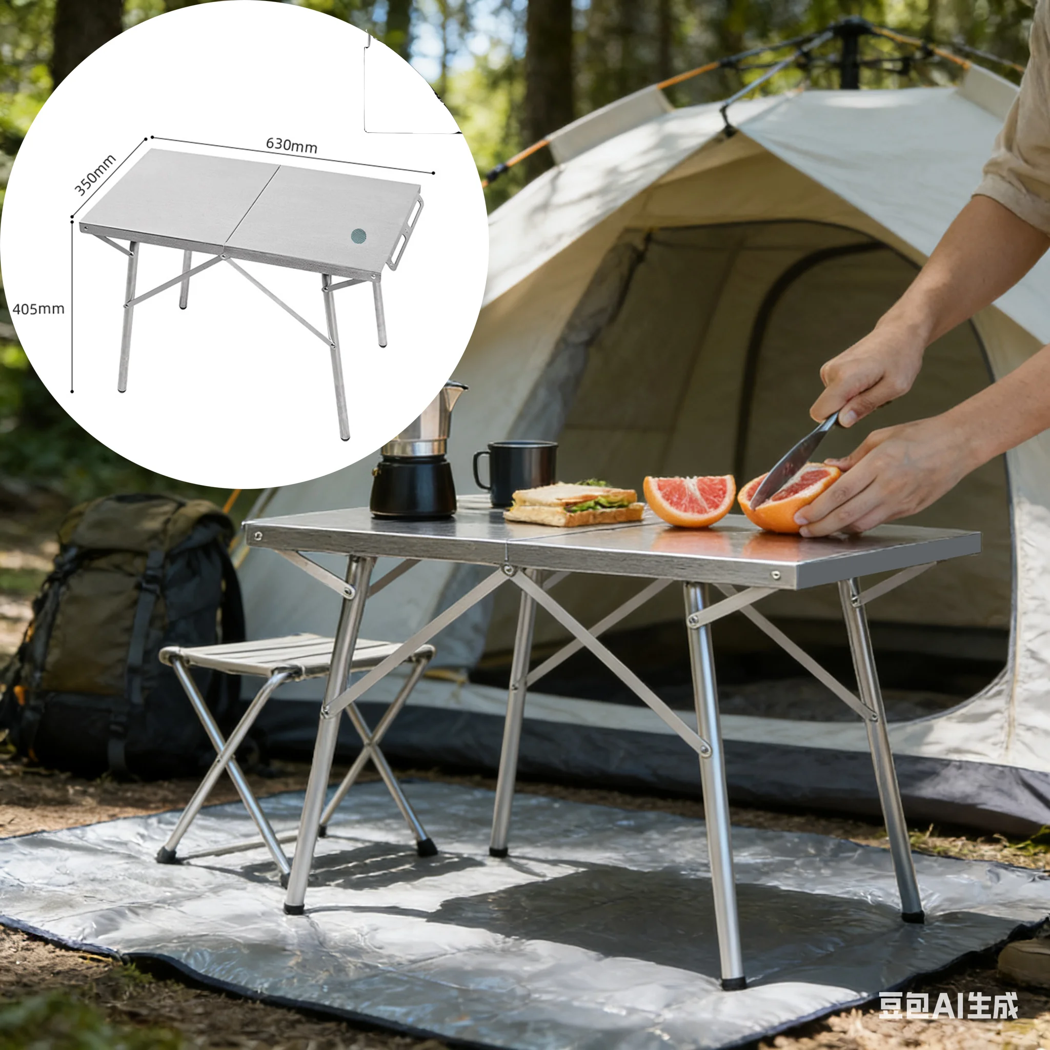 

Быстро открывающийся складной походный стол из нержавеющей стали, портативный стол с боковой ручкой для барбекю, пляжа, пикника, сверхмощный стол на открытом воздухе