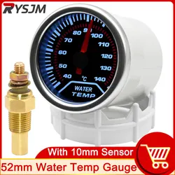 Water Temp Gauge 52mm 40~140 Celsius 12 V Engine Temperature Instrument Thermometer Motorcycle Temperature Sensor 10mm 1/8NPT