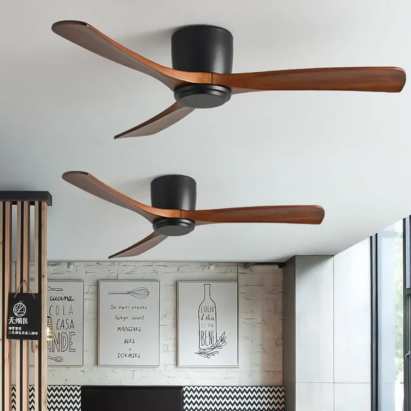 Low Floor Modern Ceiling Fans No Light 36 42 48 56 Inches DC Motor Reversible Blades Remote Control Led Fans Lamp With Lights