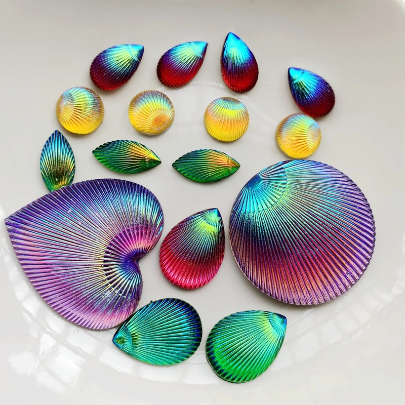 Shell Surface Heart/Drop/Round Resin Rhinestone DIY Jewelry Making Accessories Resin Craft Wedding Deco scrapbooking