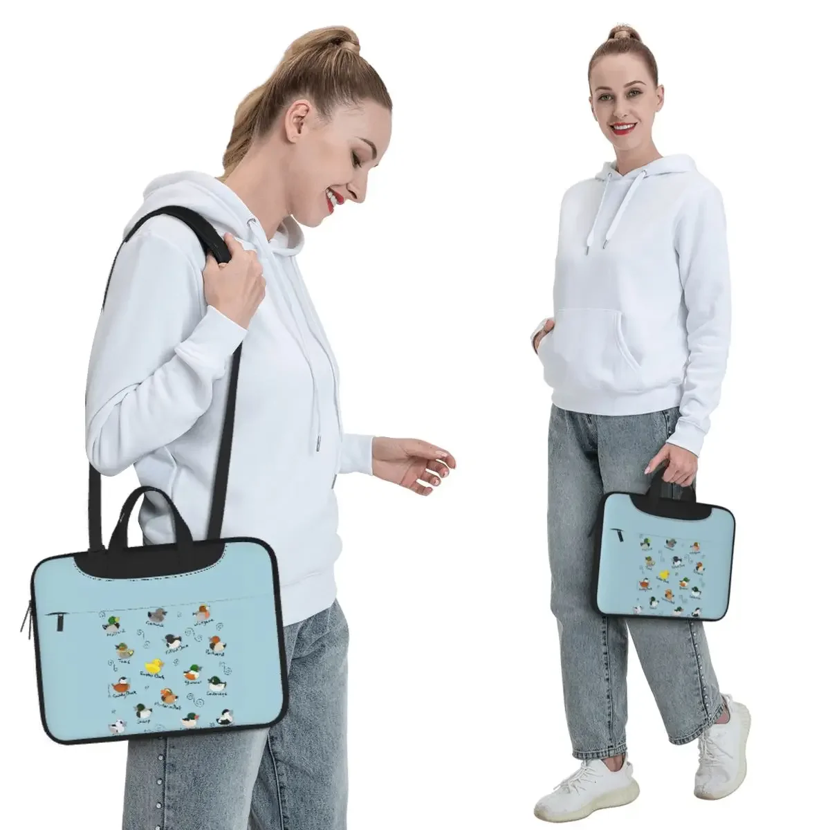British Ducks Pattern Crossbody Laptop Bag Case Computer Bag 13 14 15.6 Inch Notebook Pouch for Macbook Pro Lenovo