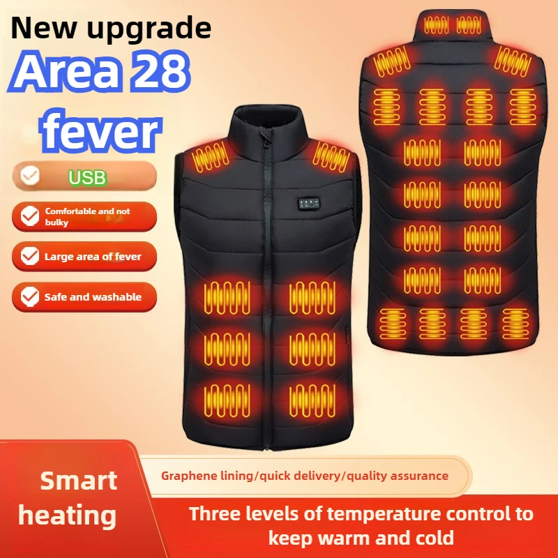 الشتاء 28 مناطق ساخنة سترة الرجال 4 سرعة قابل للتعديل الحرارية سترة التدفئة الذاتية قابل للغسل أكمام سترة التدفئة معطف التزلج الحشو