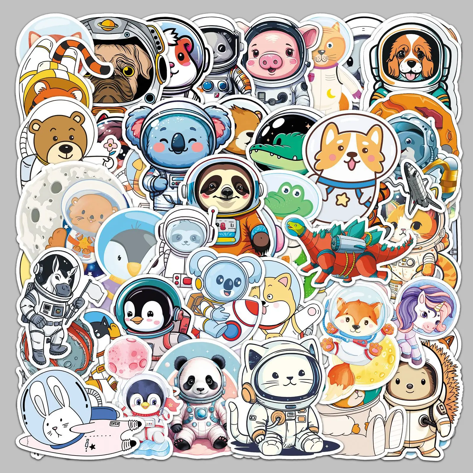 10/30/50PCS Cartoon Schattige Dieren Astronaut Stickers Leuke Creatieve Graffiti Decoratie Helm Brillenkoker Gitaar Decal Kinderen Speelgoed