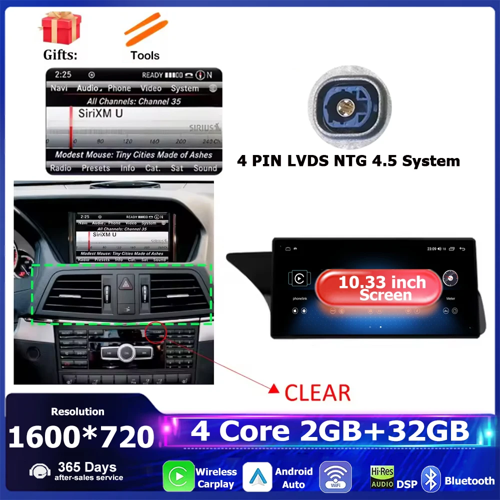 Android 16 Voor Mercedes Benz E Klasse C207 W207 A207 2009-2016 Autoradio Multimedia Stereo GPS 4G Draadloze CarplayPlayer WiFi