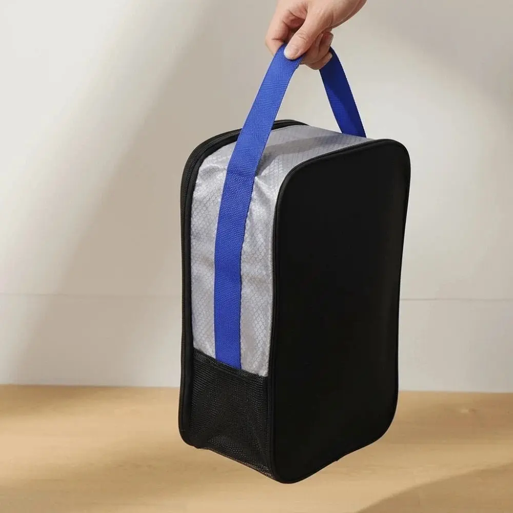 

Портативная сумка для обуви из полиэстера, однотонная, сетчатая, дышащая, для хранения кроссовок, пылезащитная, с двойным слоем и карманами