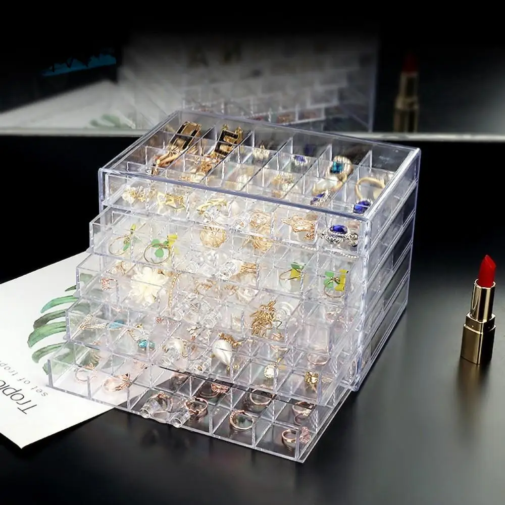 

120 Grids Jewelry Storage Box Drawer Style Dustproof Transparent Organizer Box Compartment Plastic Jewelry Sorting Box Desktop