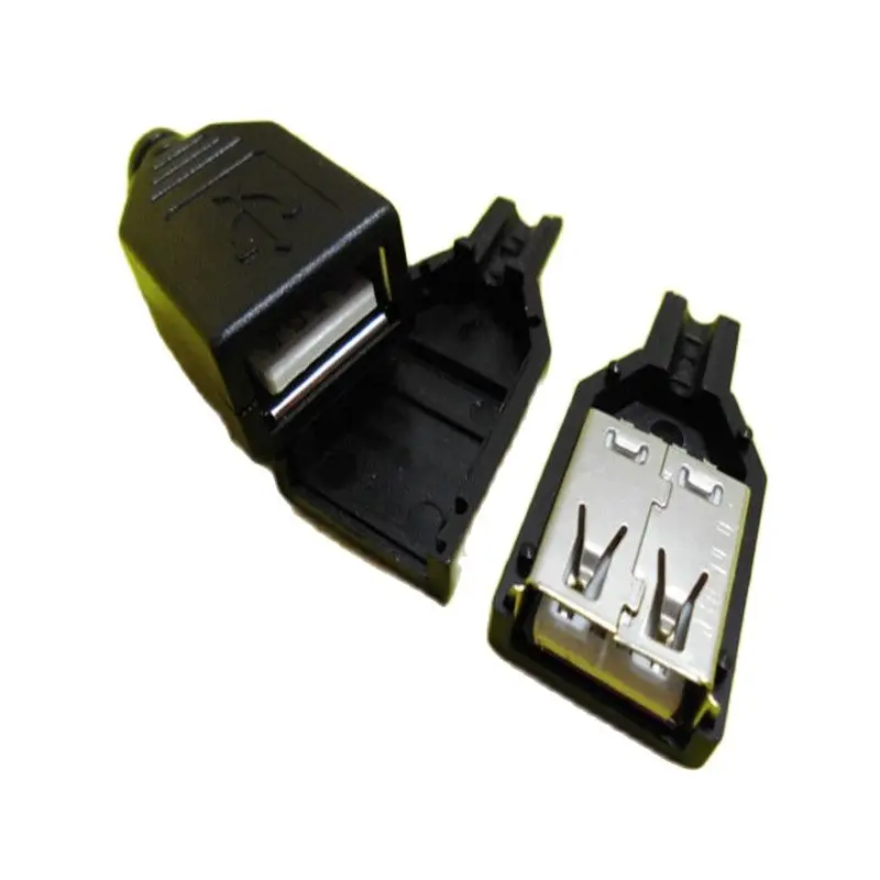 

USB female plug USB plug/A female/card box type/three-piece set/A type welding wire type [plastic shell]