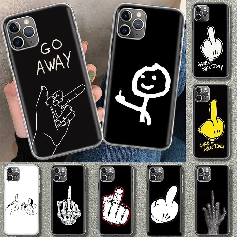 Middle Finger Phone Case Cover for iPhone 11 12 13 14 15 16 Pro Max Apple X XS XR 7 Plus 8 + Art Customized Fundas 11 14 13 12 M