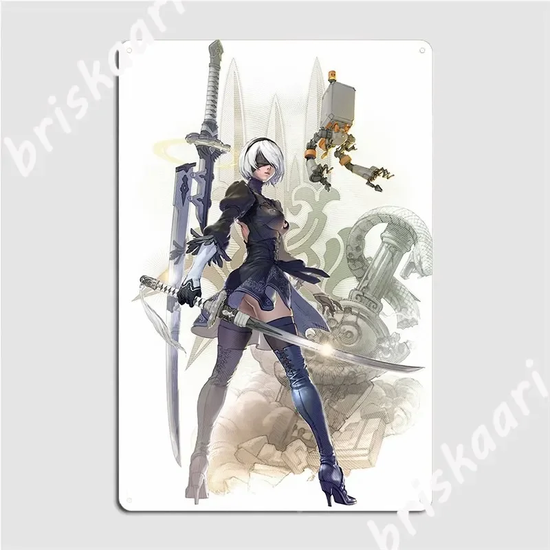 Yorha No. 2 Type B Nier:Automata Metal Sign Club Home Kitchen Decoration Plaques Tin Sign Poster