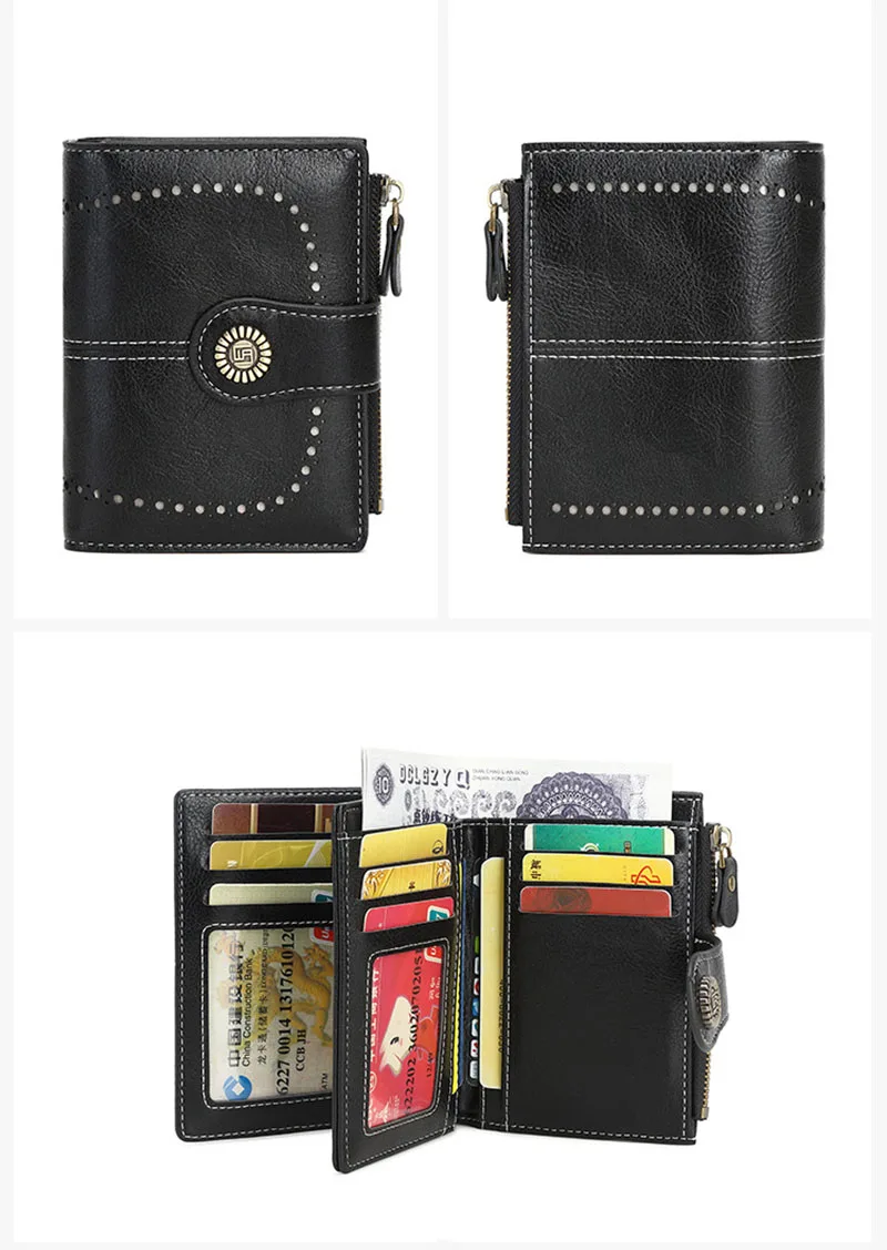 Neue Kurze RFID-Damenbrieftaschen mit Namensgravur, Reißverschluss, Münzfach, Hochwertiger Kartenhalter, Damen-Geldbörse – Detail 16