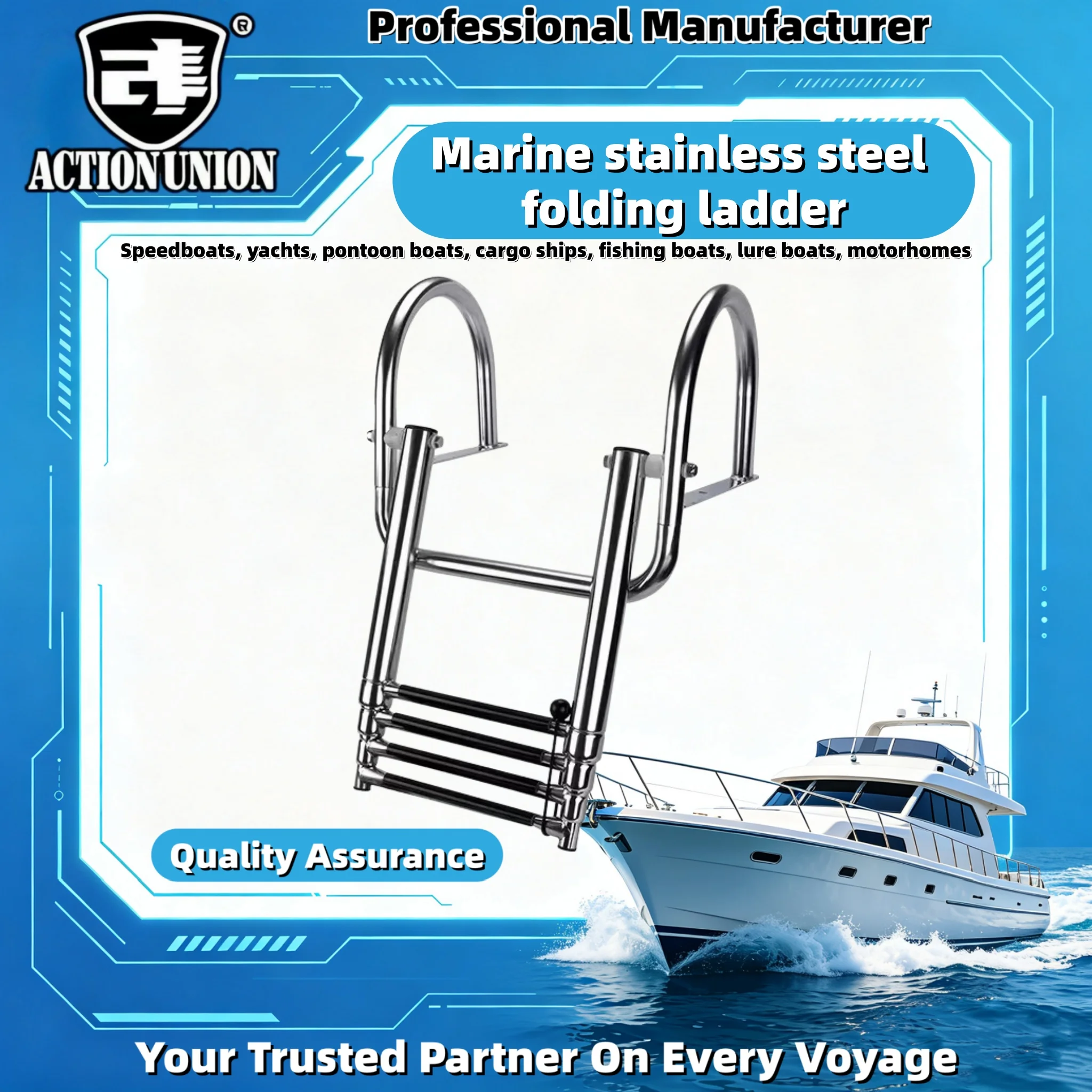 

Exploration Boat Ladder Stainless Steel Telescopic Lengthened Side Ladder Yacht Ladder Accessories Anti-rust Marine Supplies
