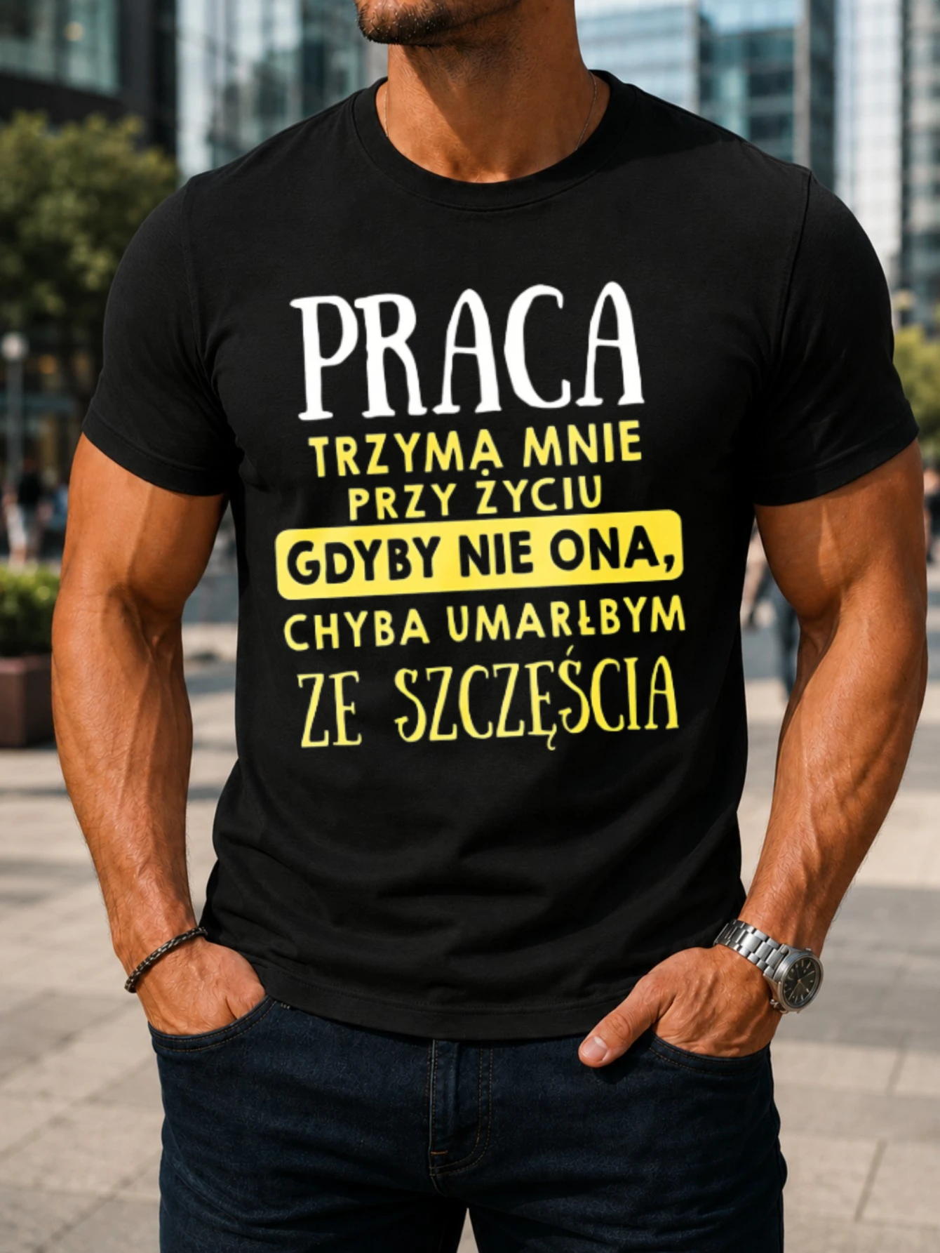 Le travail polonais me garde en vie - Citation jaune sur la mort de l'amour pour le travail - T-shirt unisexe sarcastique sur le travail
