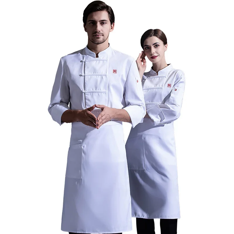 2021 New Hotel Chef Overalls Long Sleeve Autumn and Winter Clothes Men's Dining Canteen Kitchen Baking Work Wear