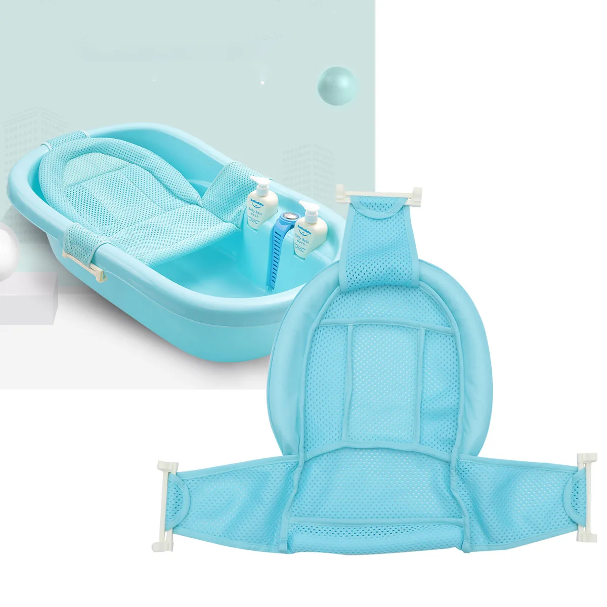 

Bath Seat Support Net Infant Bathtub Mesh Sling Baby Bathing Neck Support Easy Install Durable Comfortable Hands-Free