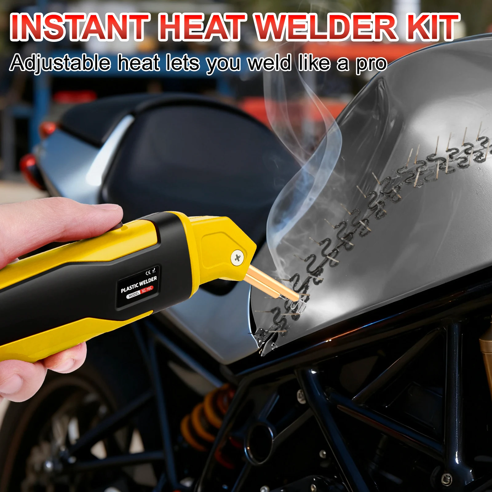 

Набор для сварки пластика 100 Вт, горячие скобы, вспомогательный резак для ремонта пластиковых трещин, ремонта автомобильных бамперов, ремонта пластиковых элементов топливных баков