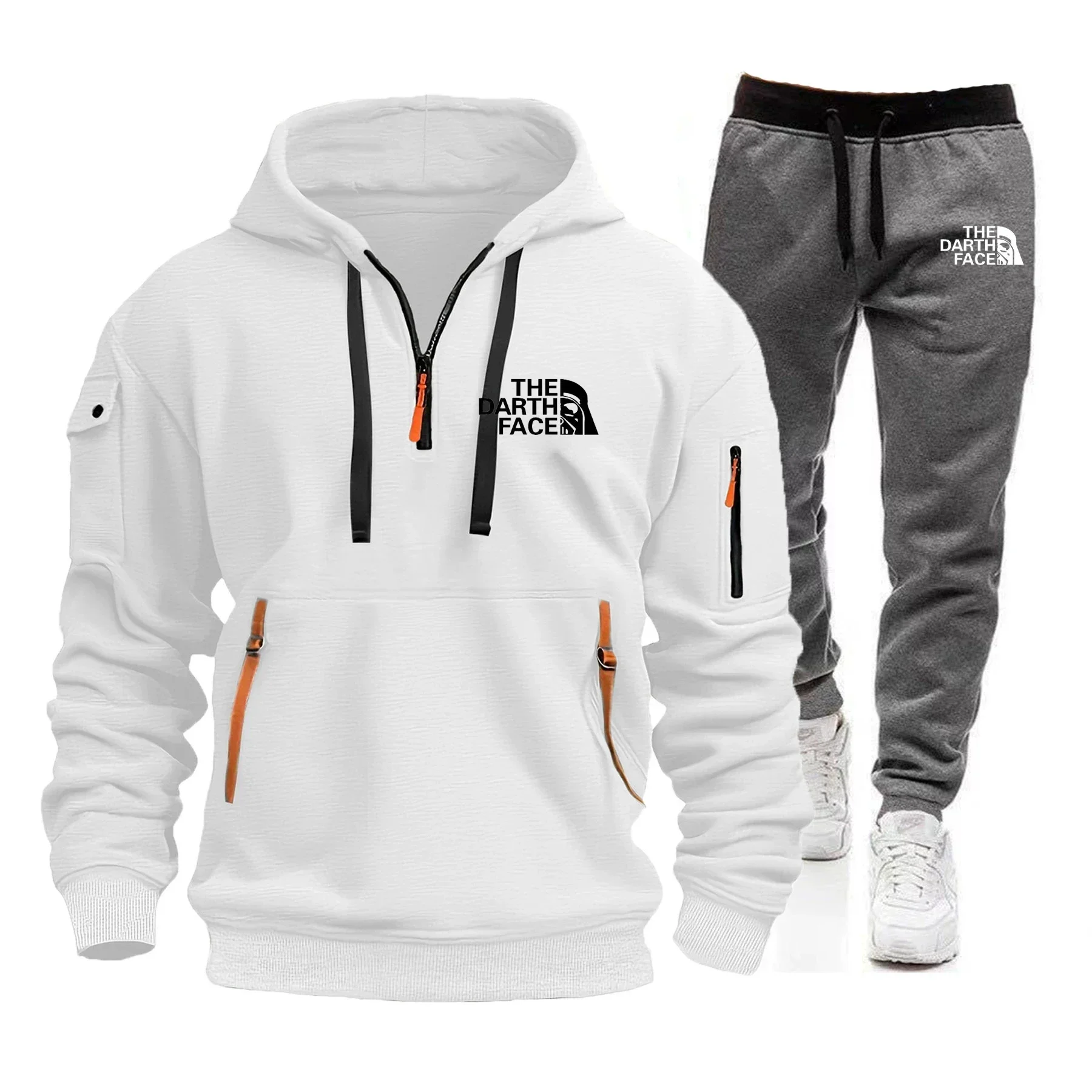 

Men's Sportswear Set, Men's Two-piece Sportswear + Jogging Pants, Men's Fashionable and Casual Half-zipper Pocket Sportswear