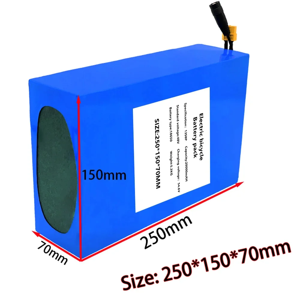 Newest 48V 28000mAH 13S8P 18650 Lithium Battery Pack 28AH 1000W Electric Bicycle with 50A BMS XT60 Plug