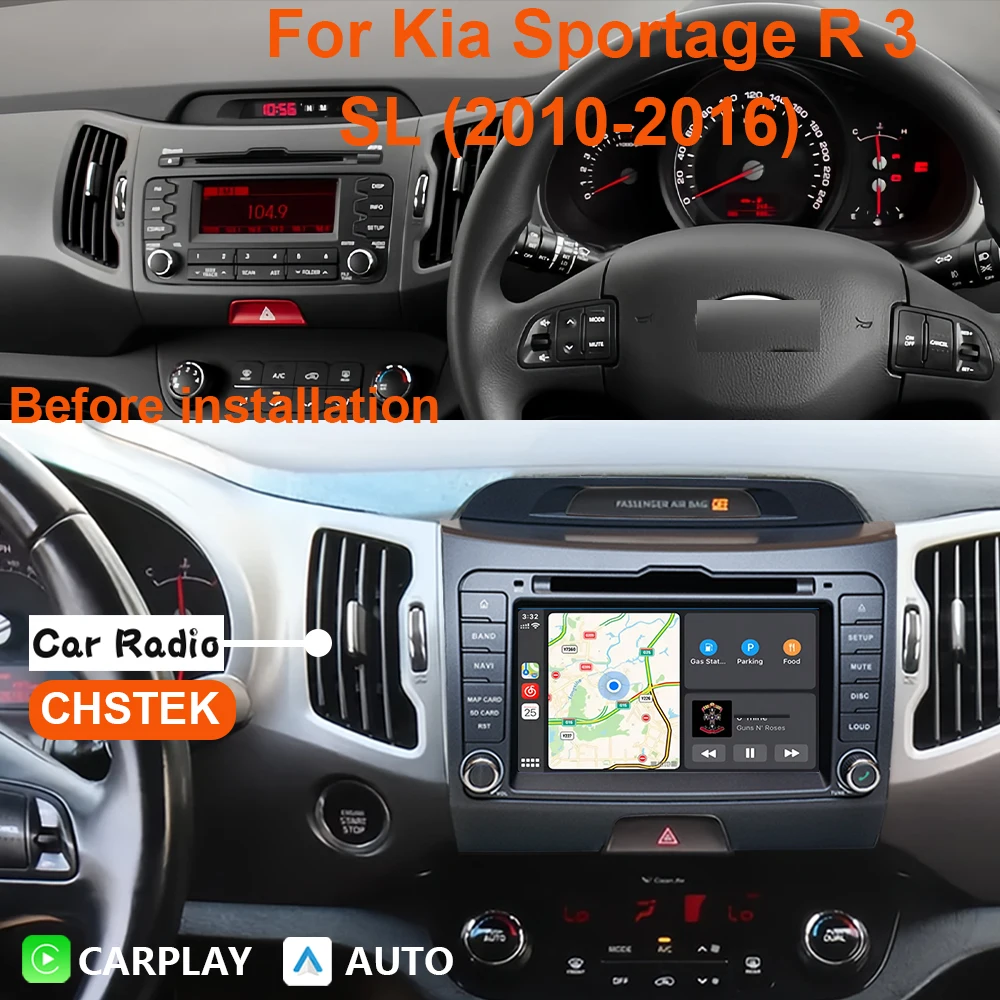 

CHSTEK Android 13 Car Radio Player for Kia Sportage R 3 SL 2010-2016 Wireless CarPlay Qualcomm 8+256G Multimedia Navigation GPS