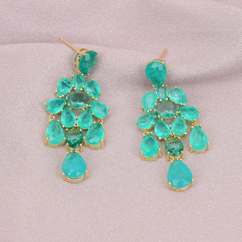 

G-G Natural Green Phantom Stone Quartz Earrings