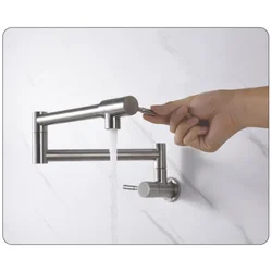 kitchen Brass Pot Filler Tap Wall Mounted Foldable Faucet Single Cold Single Hole Rose Gold Sink Tap