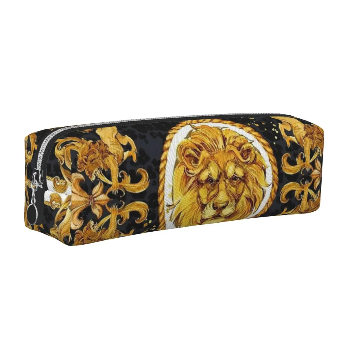 

Golden Lion Damask Ornament Pencil Cases Baroque Pen Bags Student Large Storage Office Cosmetic Pencil Box