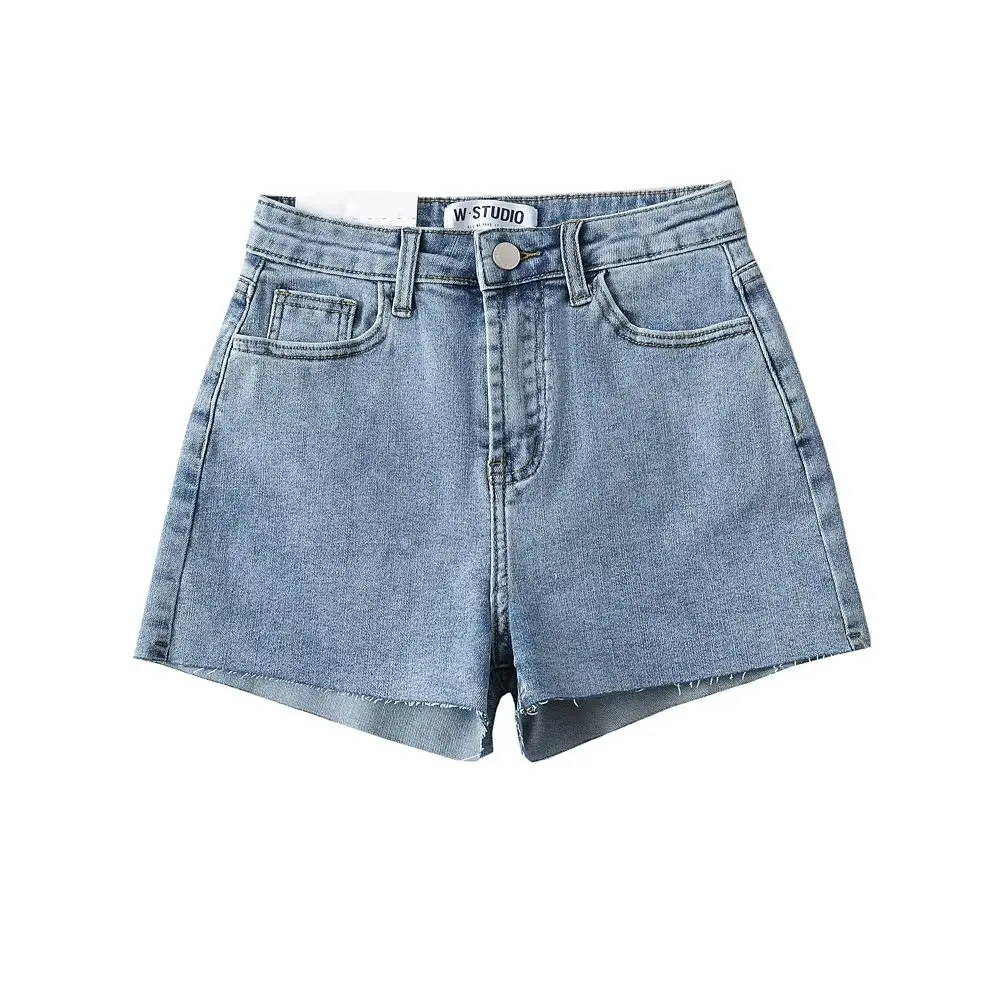 

High Waist Elastic Denim orts Women's Faion Design Slim Fit Frayed Versatile Summer New Arrival Casual High Waist Jeans S...