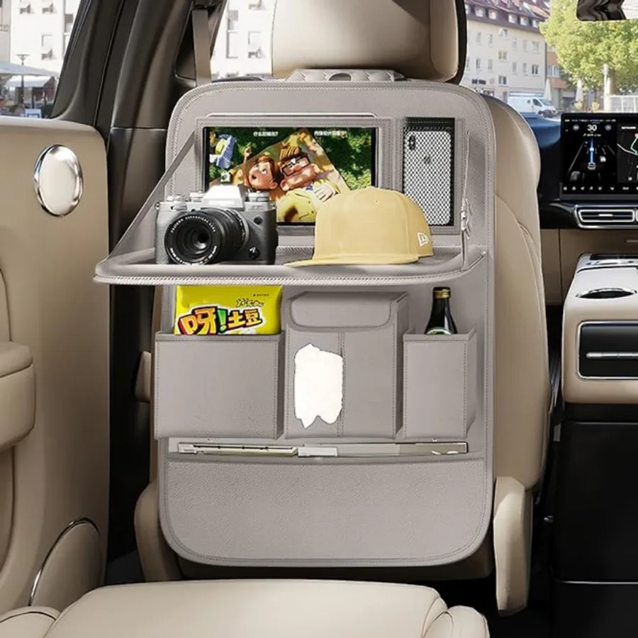 

Back Seat Car Organizer 1 Pack, Backseat Organizer with Tray, Multifunctional Car Seat Back Storage Box with Foldable Tablet Ho