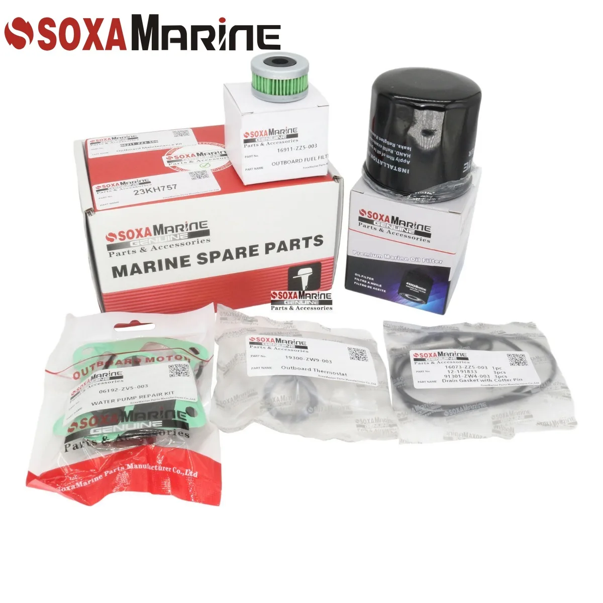 

Комплект для обслуживания морского подвесного водяного насоса Honda 60HP BF60A, ремонт с термостатом, масляный фильтр, топливный фильтр, сливная прокладка, штифт