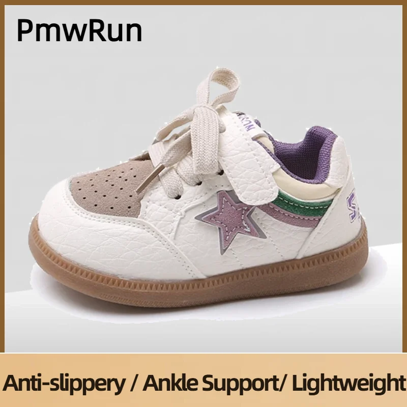 

PU Leather Sport Shoes For Children Trend Fashion Boy's Girl's Running Shoes Soft-soled Anti-slippery Kid's Sneakers Footwear