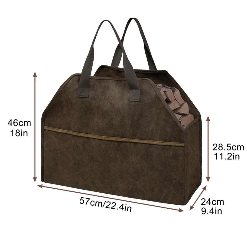 Log Storage Holder for Carrier Canvas Firewood Bag Durable Tote Outdoor Portable Fireplace Stove 203C