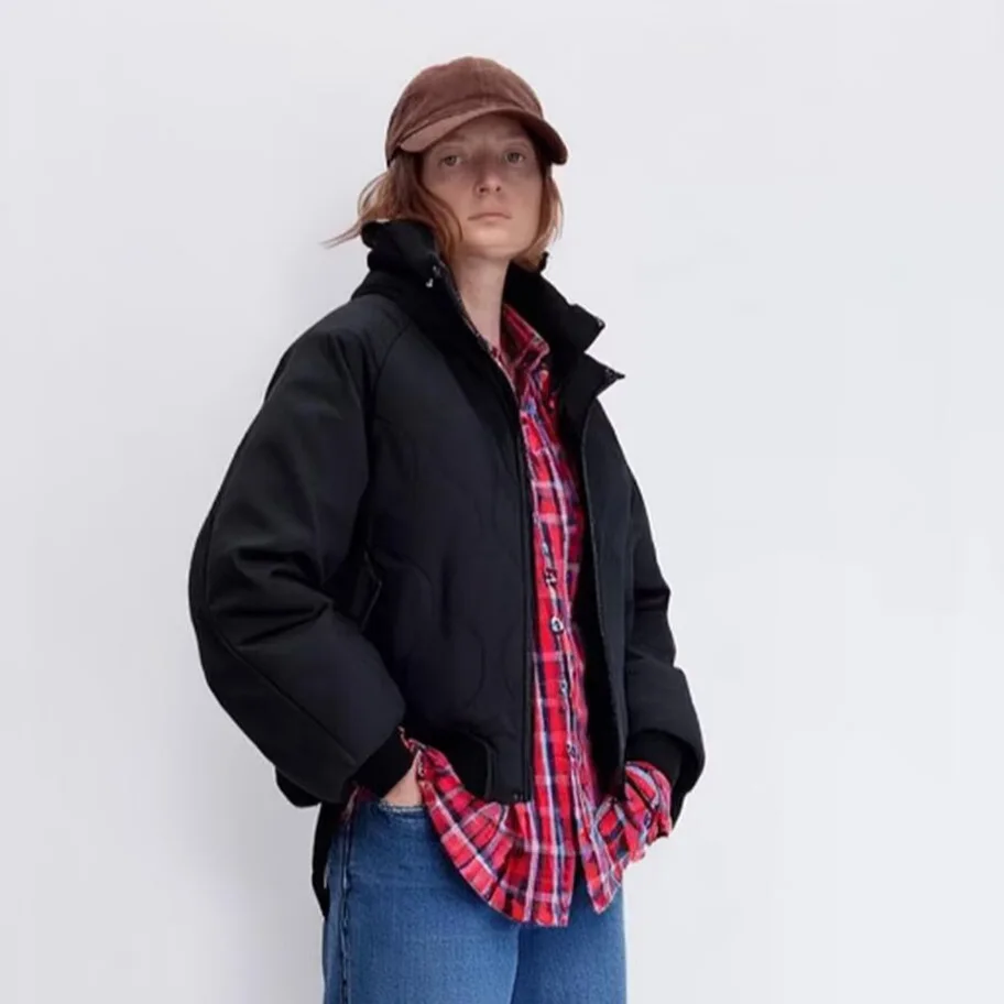 

Модный женский свободный пуховик в стиле пилота с воротником-стойкой, американская мода, хлопковое пуховое пальто