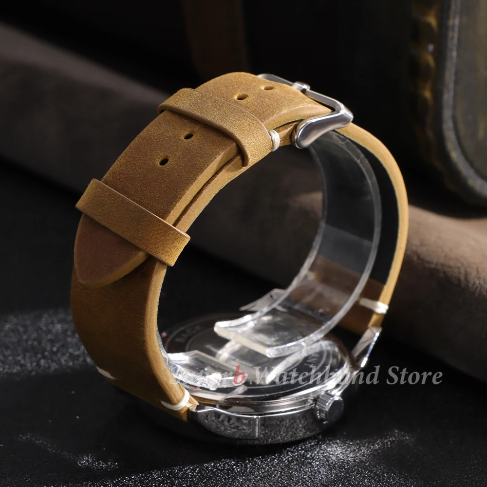 手作りステッチ牛革ストラップセイコーヴィンテージレザー時計バンドオメガ 18 ミリメートル 20 ミリメートル 21 ミリメートル 22 ミリメートル 24 ミリメートルスマートウォッチリストバンド