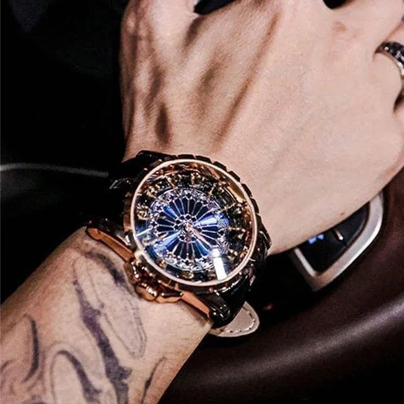 New men quartz watch sports fashion large dial leather strap elegant simple man quartz wrist watches