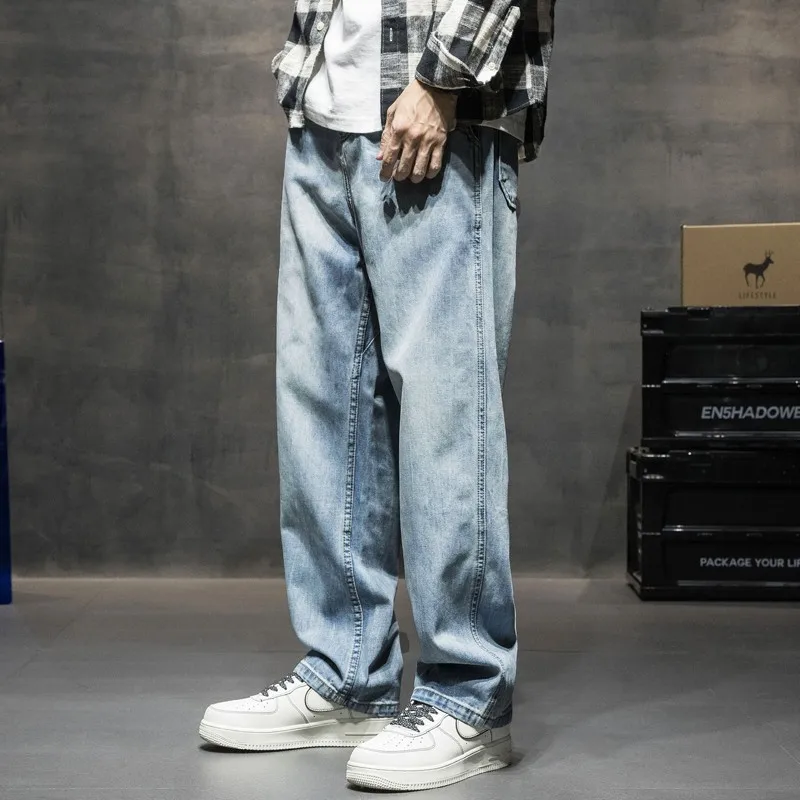 

Casual Loose Men's Denim Jeans Vintage Waed Straight Leg Pants Versatile Autumn Faion Wide Leg Trousers for Men