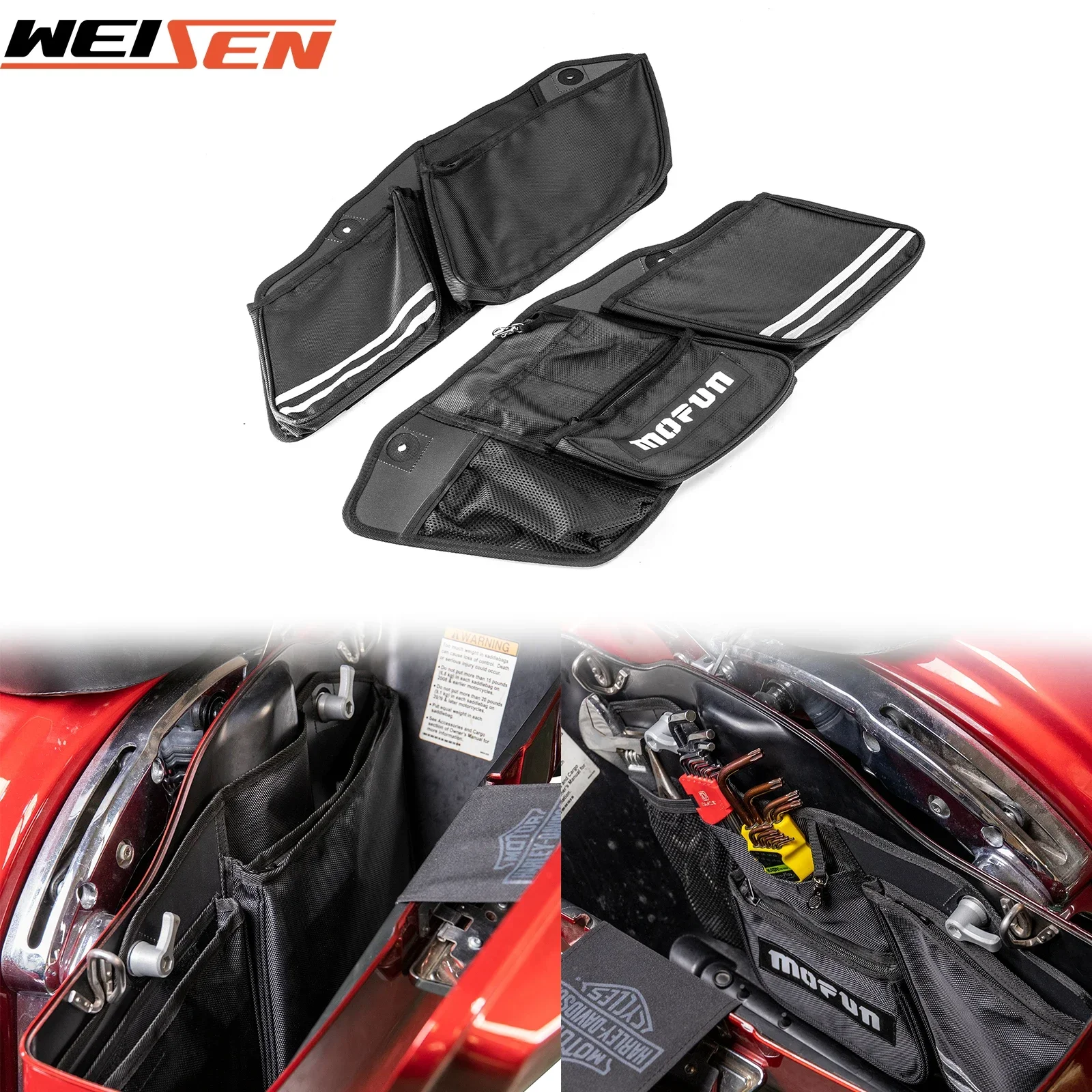 Left & Right Side Motorcycle Saddlebag Organizers Bag Storage Bags Saddle Nylon for 1993-2013 Harley Touring Accessories