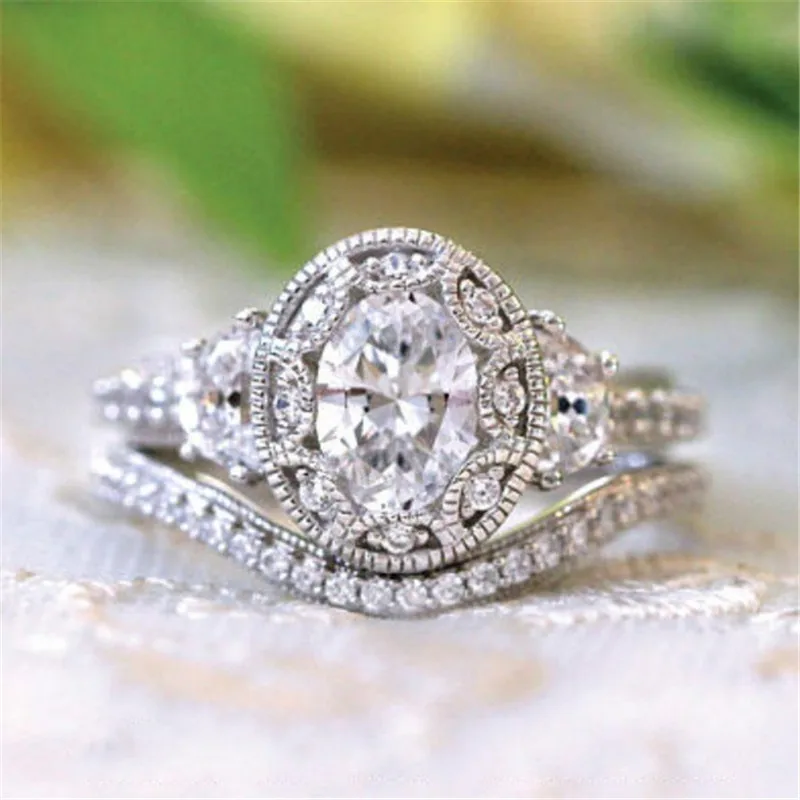 

Vintage Lovers Promise ring sets 925 Sterling silver AAA cz Party Wedding Band Rings for women Engagement Finger Jewelry Gift