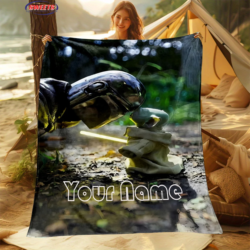 Customized Name Personalized Blanket Star Wars Baby Yoda Printed Blanket Soft and Comfortable Home Travel Adult and Warm Blanket