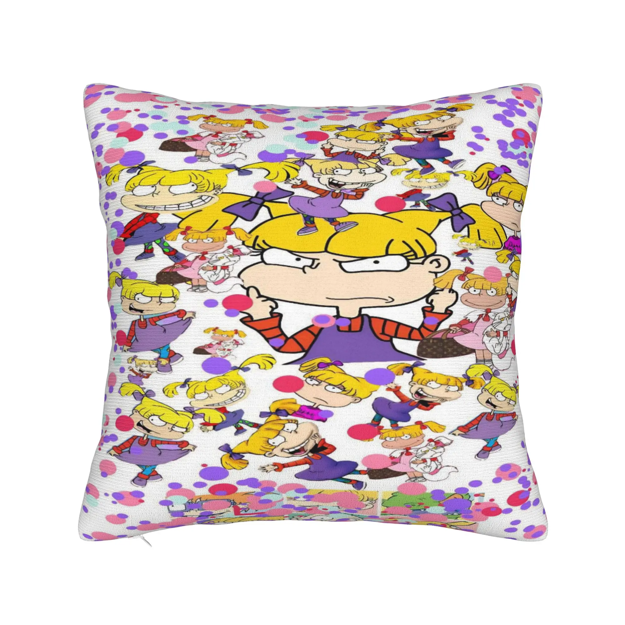 R-Rugrats Purple Character Pattern Pillow Cover  Vintage Pillow Case For Wedding Party Home Decor Soft Pillowcases Birthday Gift