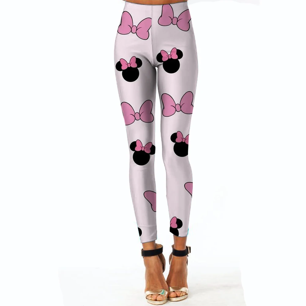 Legginsy gimnastyczne damskie z nadrukiem Disney Minnie i Myszka Miki, spodnie do jogi, legginsy moro, odzież damska, odzież fitness